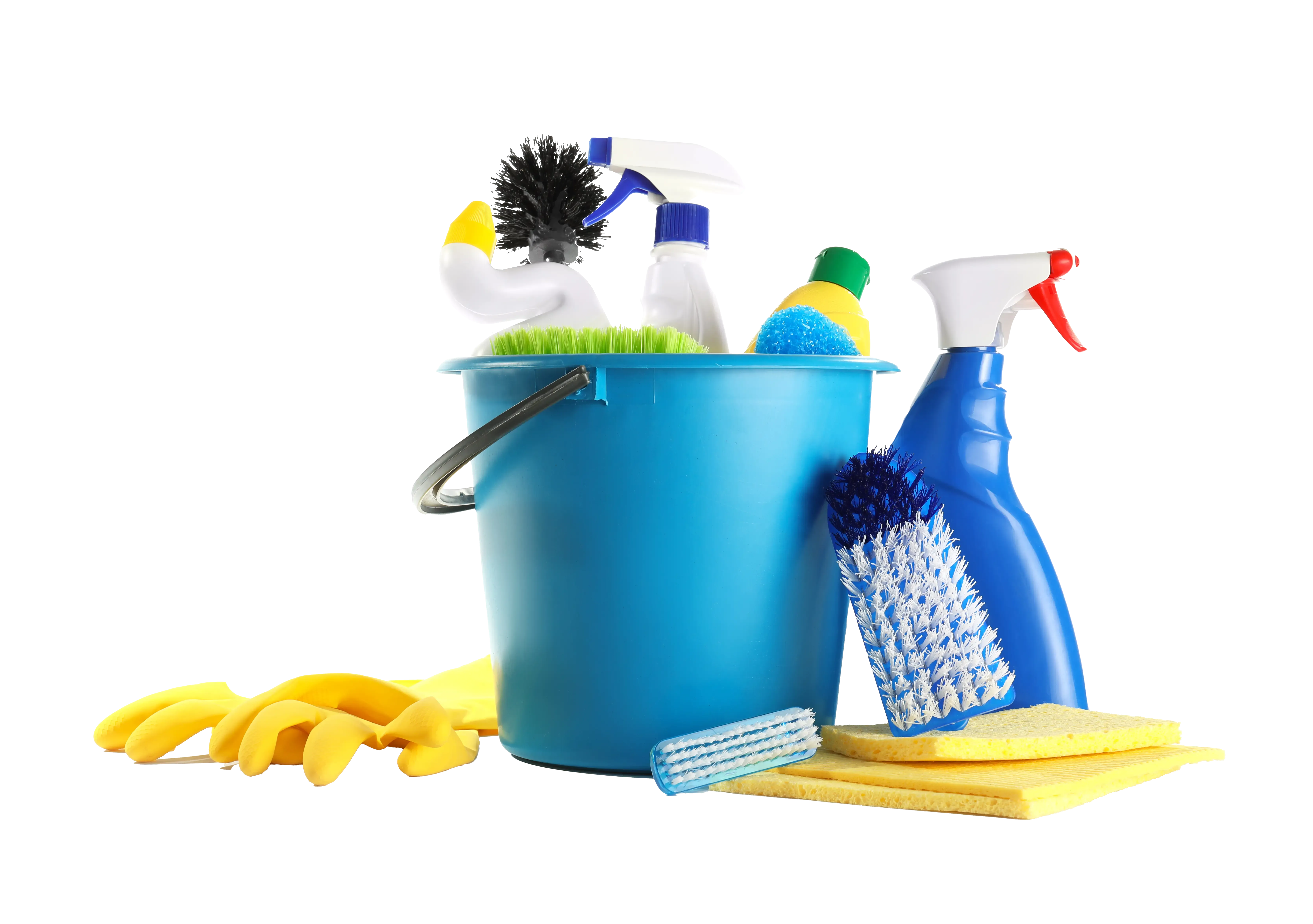 Gebäudereinigung München Eimer mit verschiedenen Putzmitteln